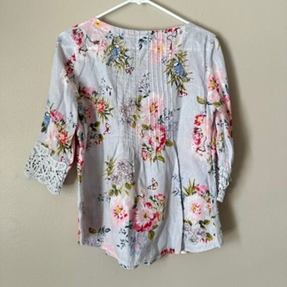 J Jill Love Linen Shirt Womens Extra Small Petite Summer Lightweight Cottagecore - Picture 6 of 10